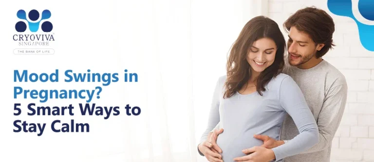 Pregnant woman managing mood swings through relaxation and self-care techniques.