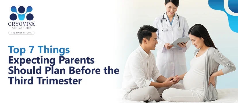 Expecting parents reviewing a checklist of preparations before the third trimester, including baby essentials, hospital bag, and nursery setup.